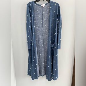 Blue and white polka dot Sarah cardigan size Large